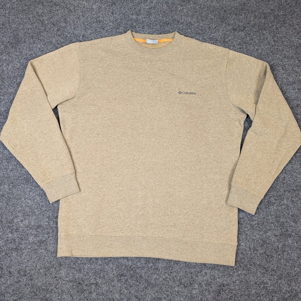 Columbia Mens Large Tan Heathered Crewneck Fleece Activewear Sweatshirt